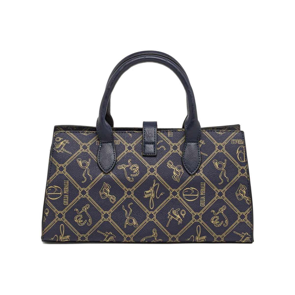 Borsa a mano blu da Donna con stampa logata e tracolla Giulia Pieralli - Image 3