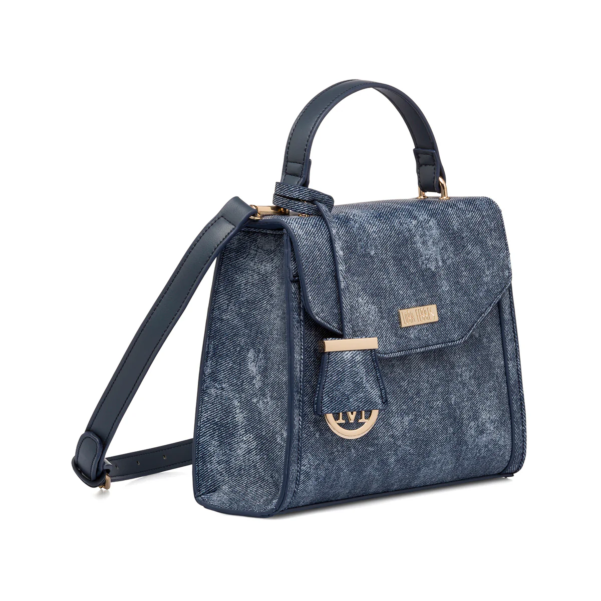 Borsa a mano blu jeans da donna con pendaglio Lora Ferres - Image 2