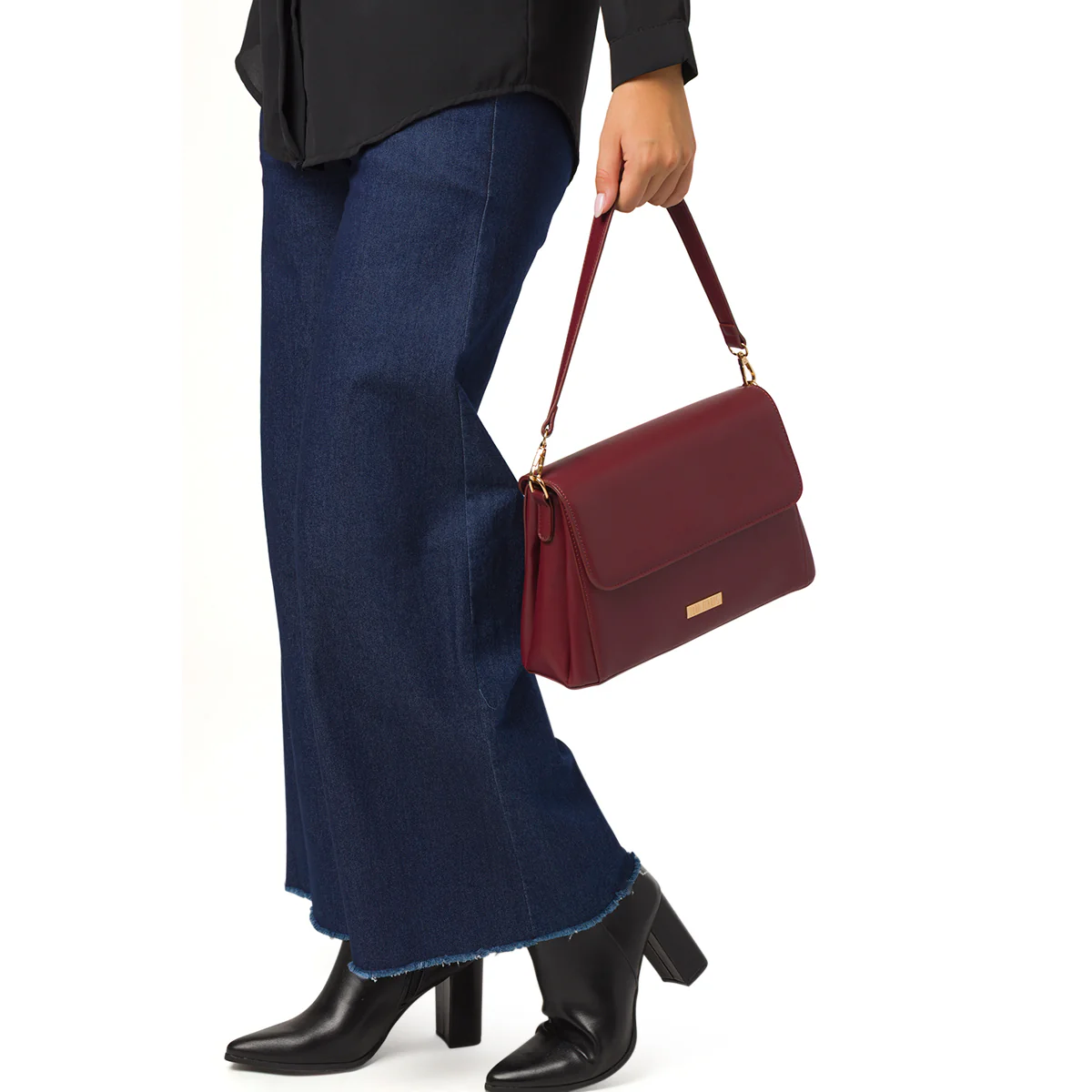 Borsa a mano Bordeaux da Donna con logo Lora Ferres - Image 2