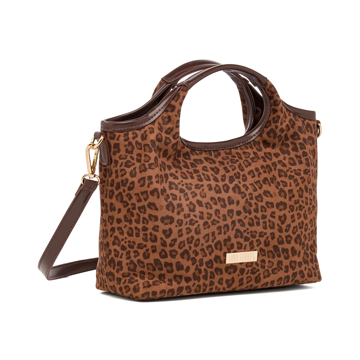 Borsa a mano con stampa leopardata marrone da Donna Lora Ferres - Image 2