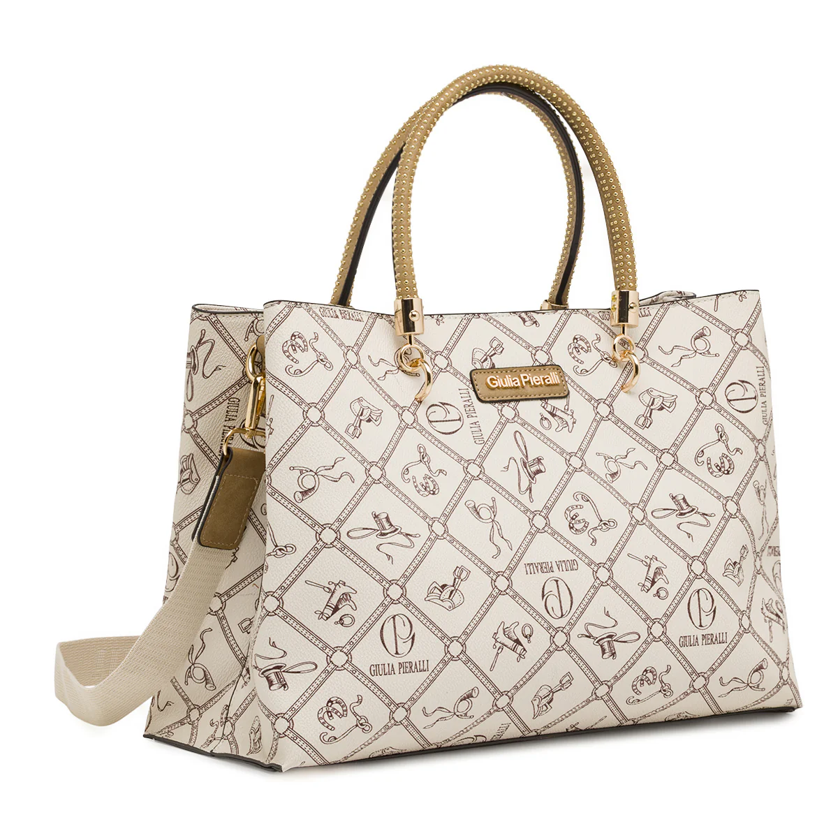 Borsa a mano da Donna beige con manici borchiati Giulia Pieralli - Image 2