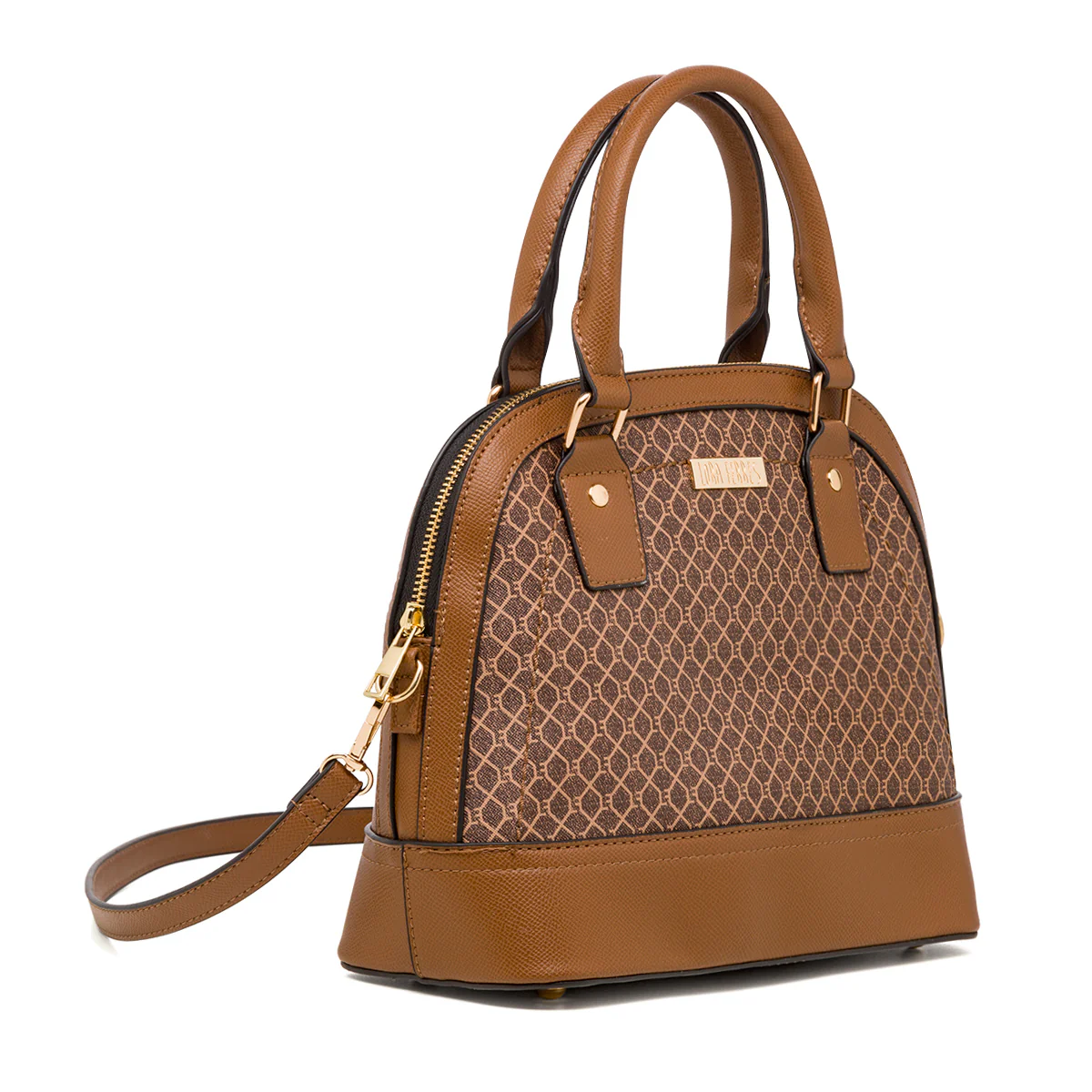 Borsa a mano da donna marrone con logo Lora Ferres - Image 3