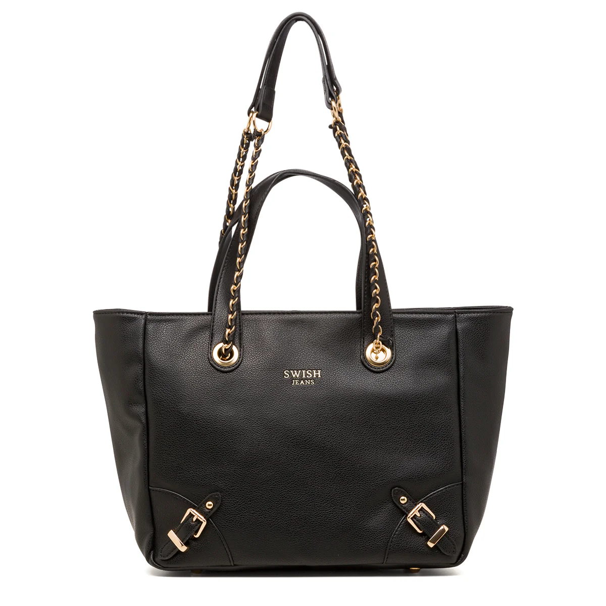 Borsa a mano da donna nera con dettaglio catena Swish Jeans