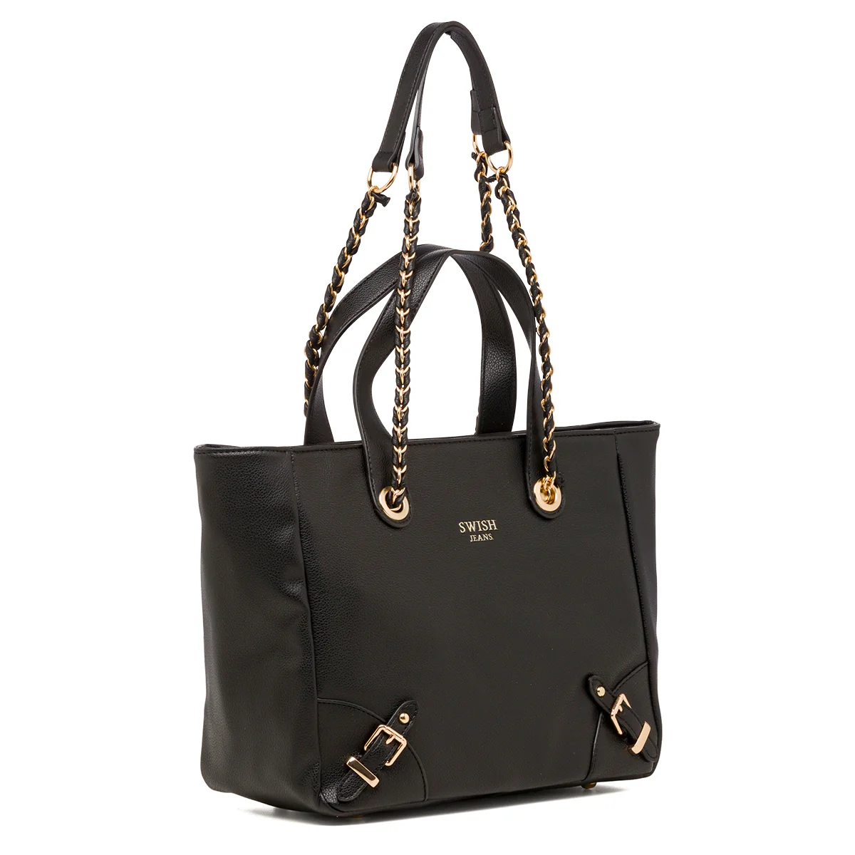 Borsa a mano da donna nera con dettaglio catena Swish Jeans - Image 2