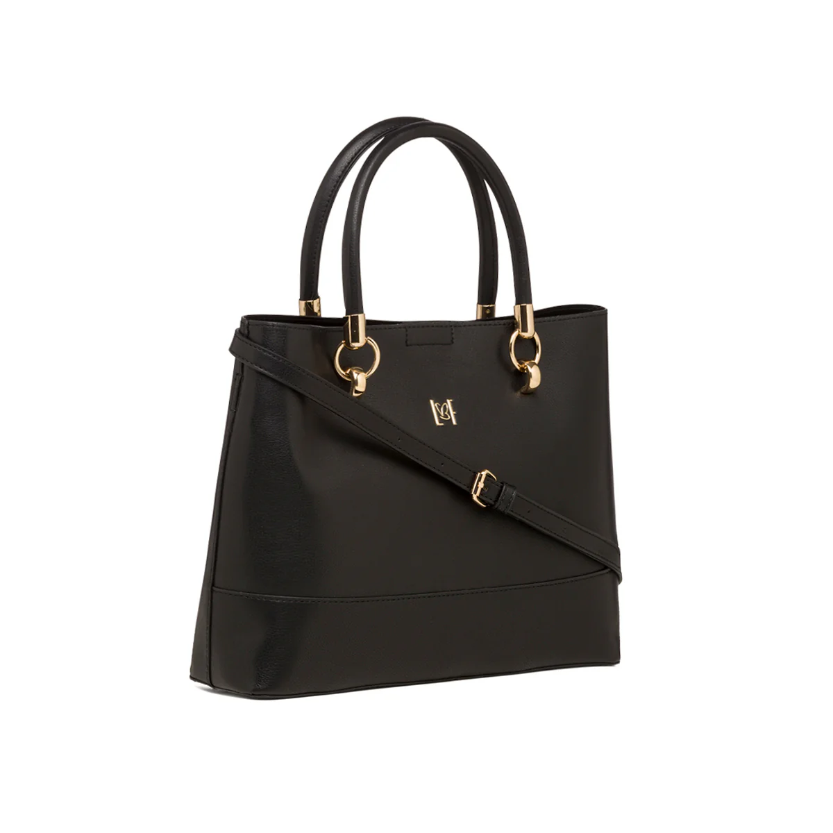 Borsa a mano da donna nera con logo frontale Lora Ferres - Image 2