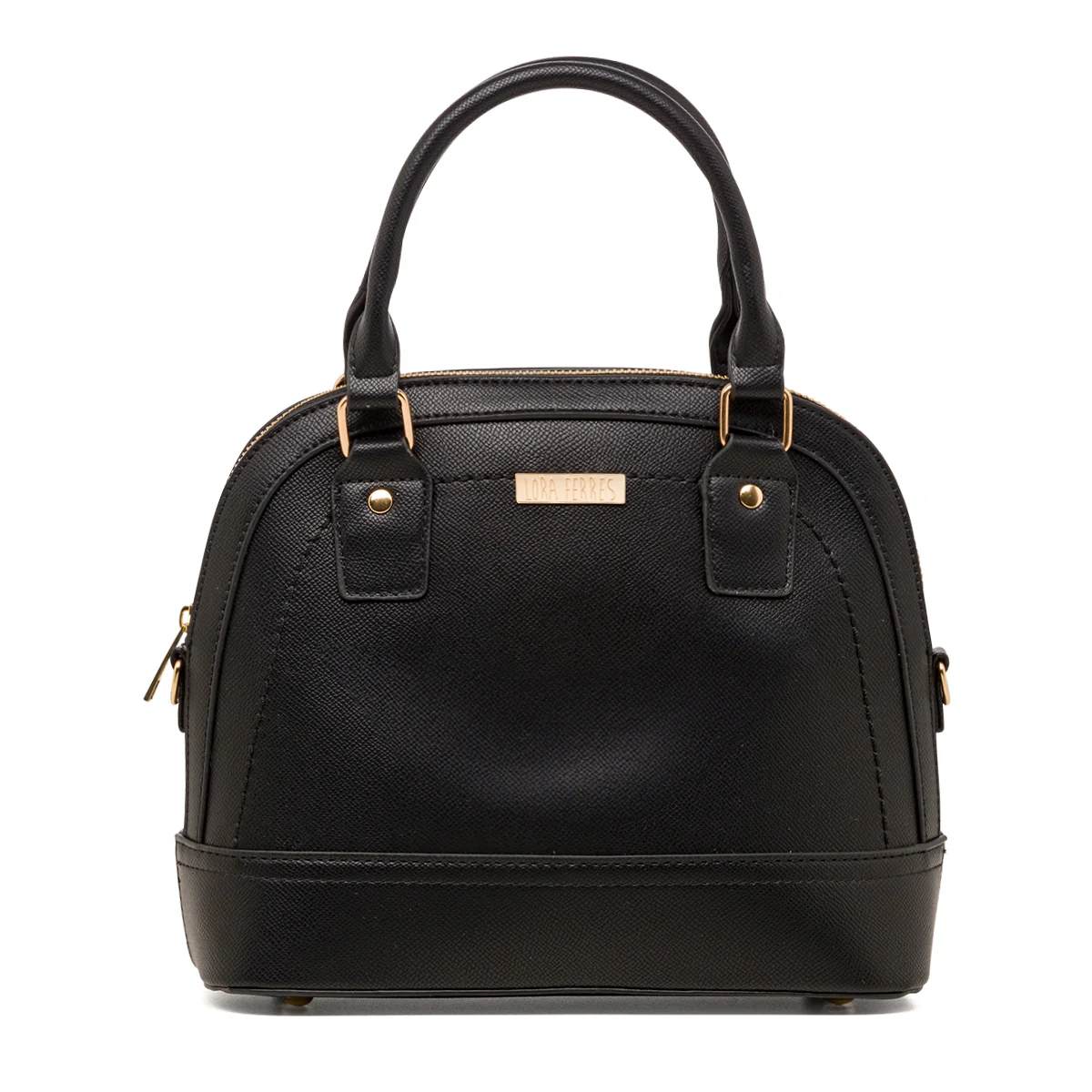 Borsa a mano da donna nera con logo Lora Ferres