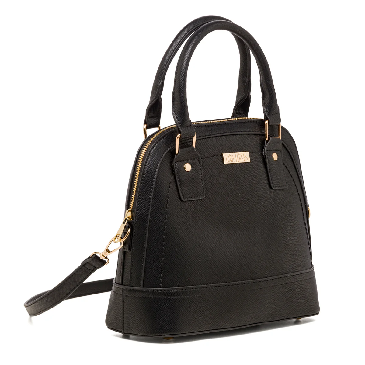 Borsa a mano da donna nera con logo Lora Ferres - Image 2