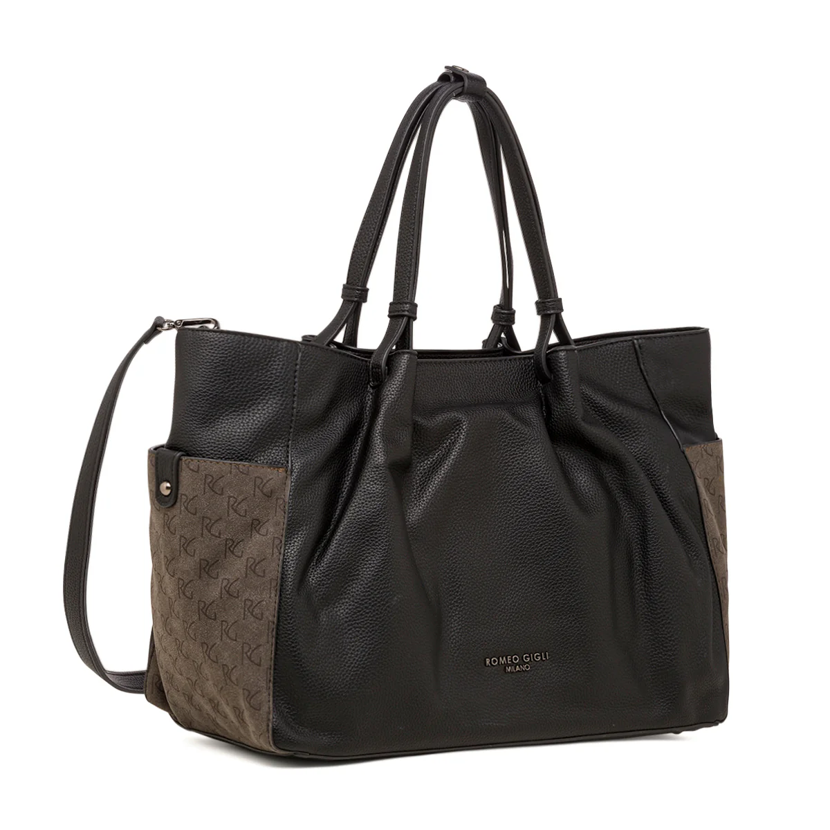 Borsa a mano da donna nera con logo Romeo Gigli Milano - Image 2