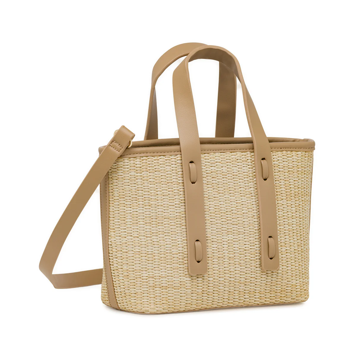 Borsa a mano da Donna nude effetto paglia con tracolla Lora Ferres - Image 2