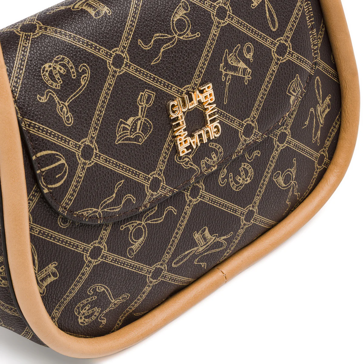 Borsa a mano Donna marrone con stampa logo e tracolla Giulia Pieralli - Image 4