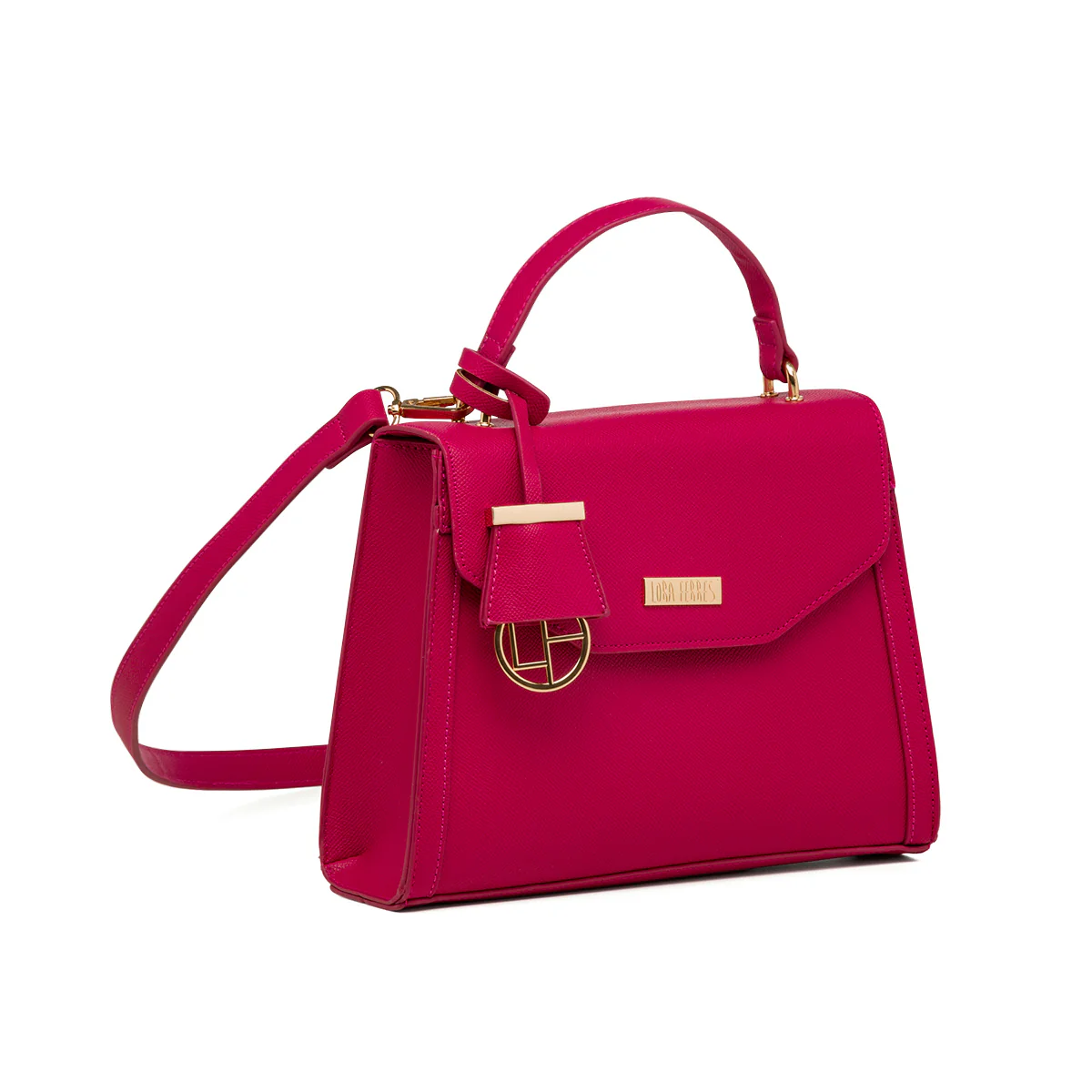 Borsa a mano fucsia da donna con pendaglio Lora Ferres - Image 2