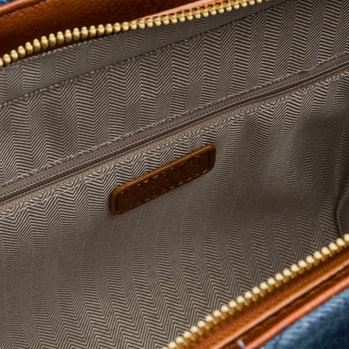 Borsa a mano in jeans con dettagli marroni e manici effetto bamboo Swish Jeans - Image 4