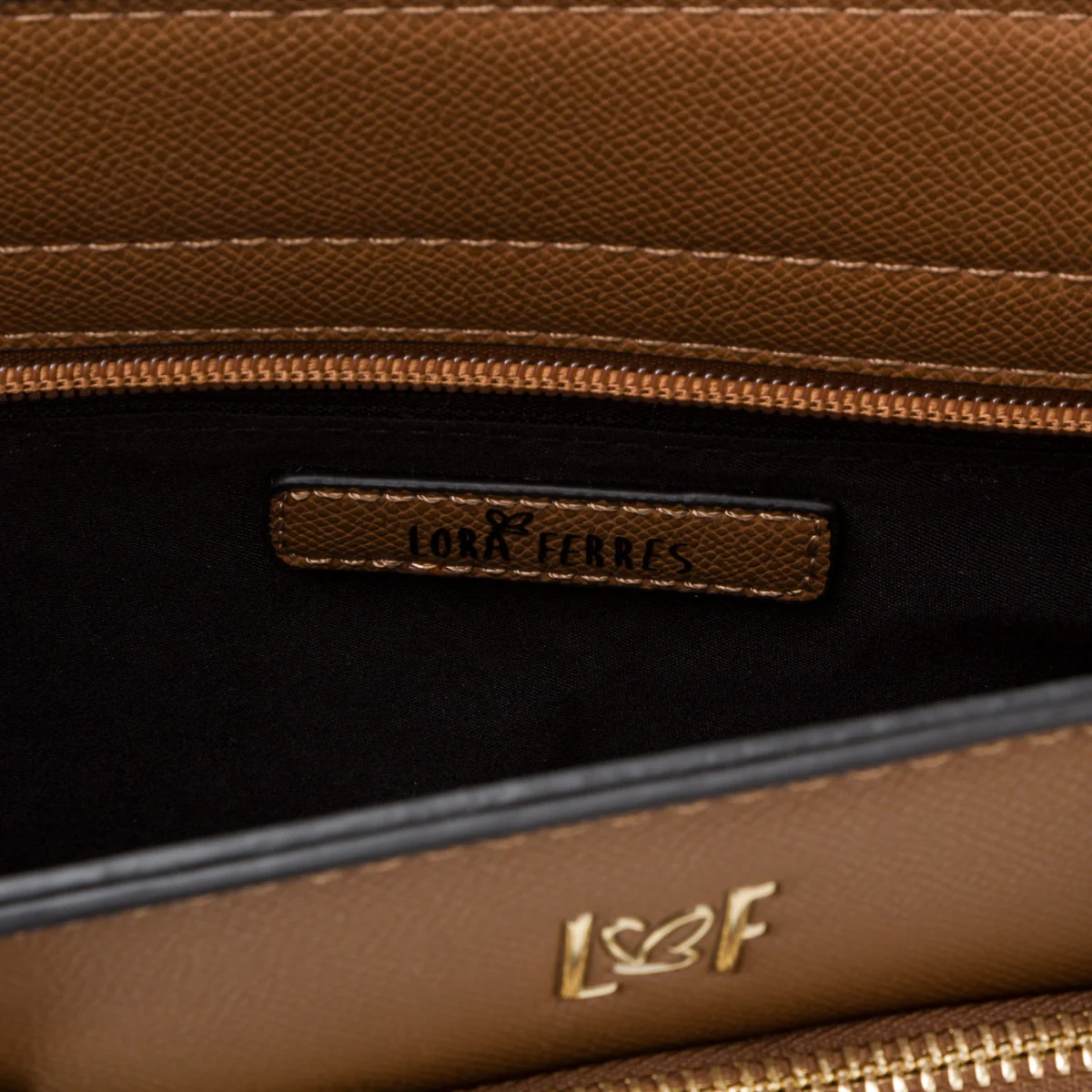 Borsa a mano marrone da donna con chiusura a zip lora Ferres - Image 4
