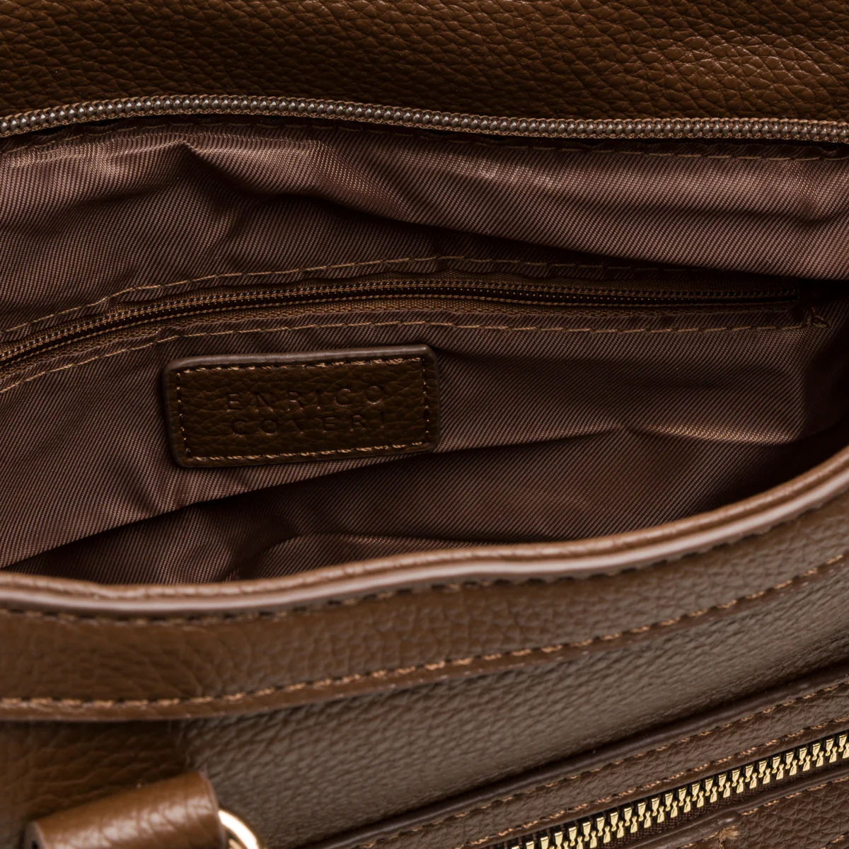 Borsa a mano marrone da donna con logo Enrico Coveri - Image 4