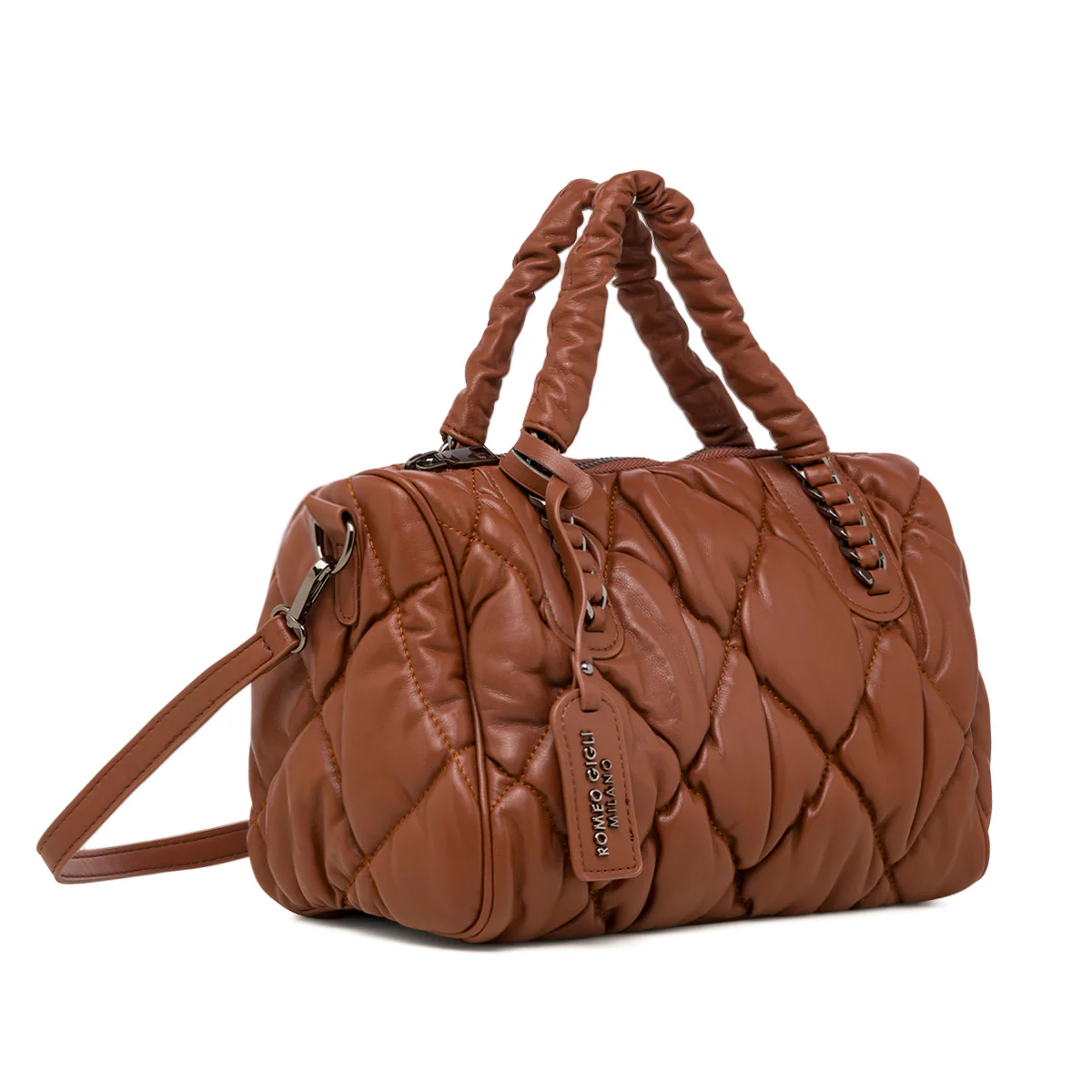 Borsa a mano marrone da donna effetto trapuntato Romeo Gigli Milano - Image 2
