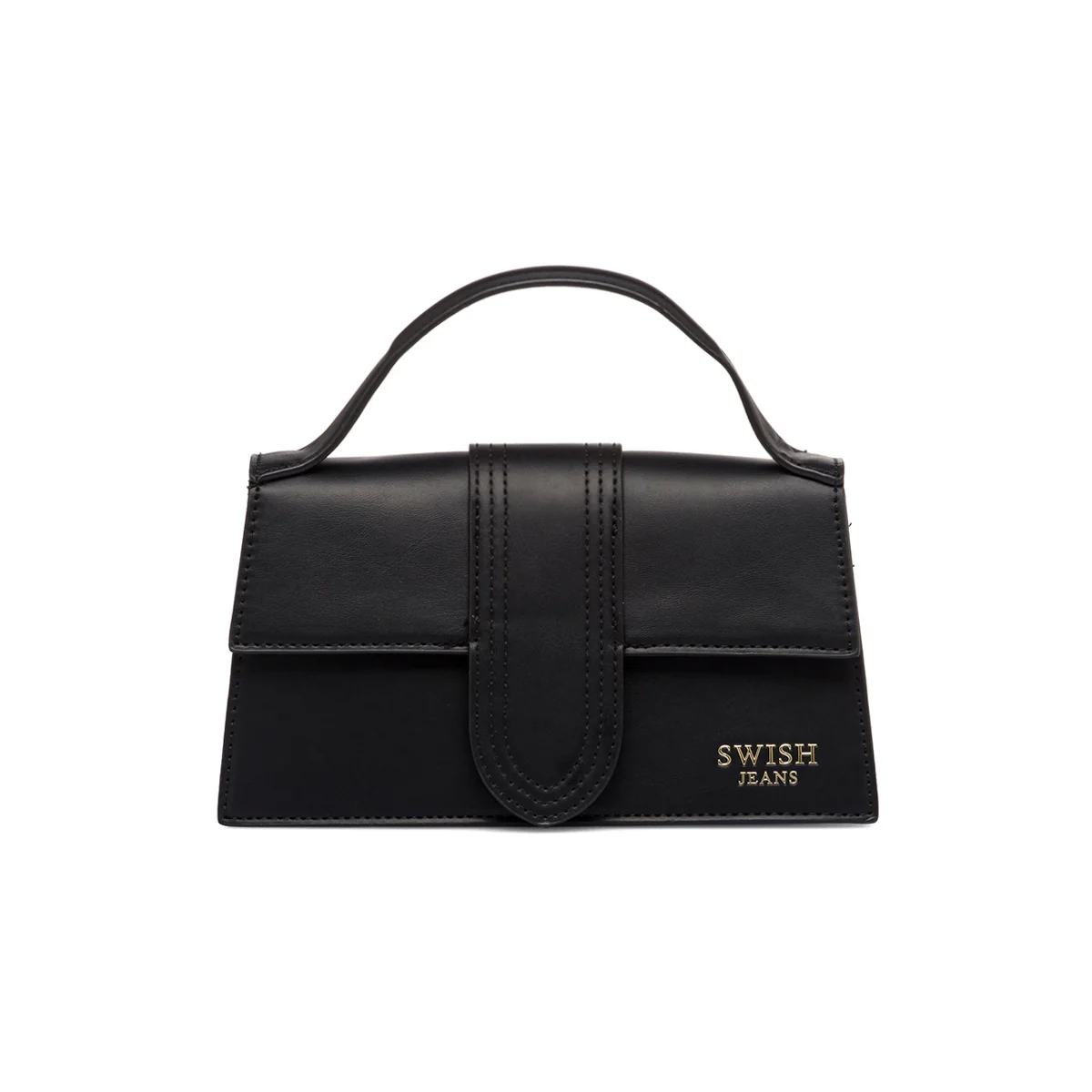 Borsa a mano nera da donna con logo in metallo Swish Jeans