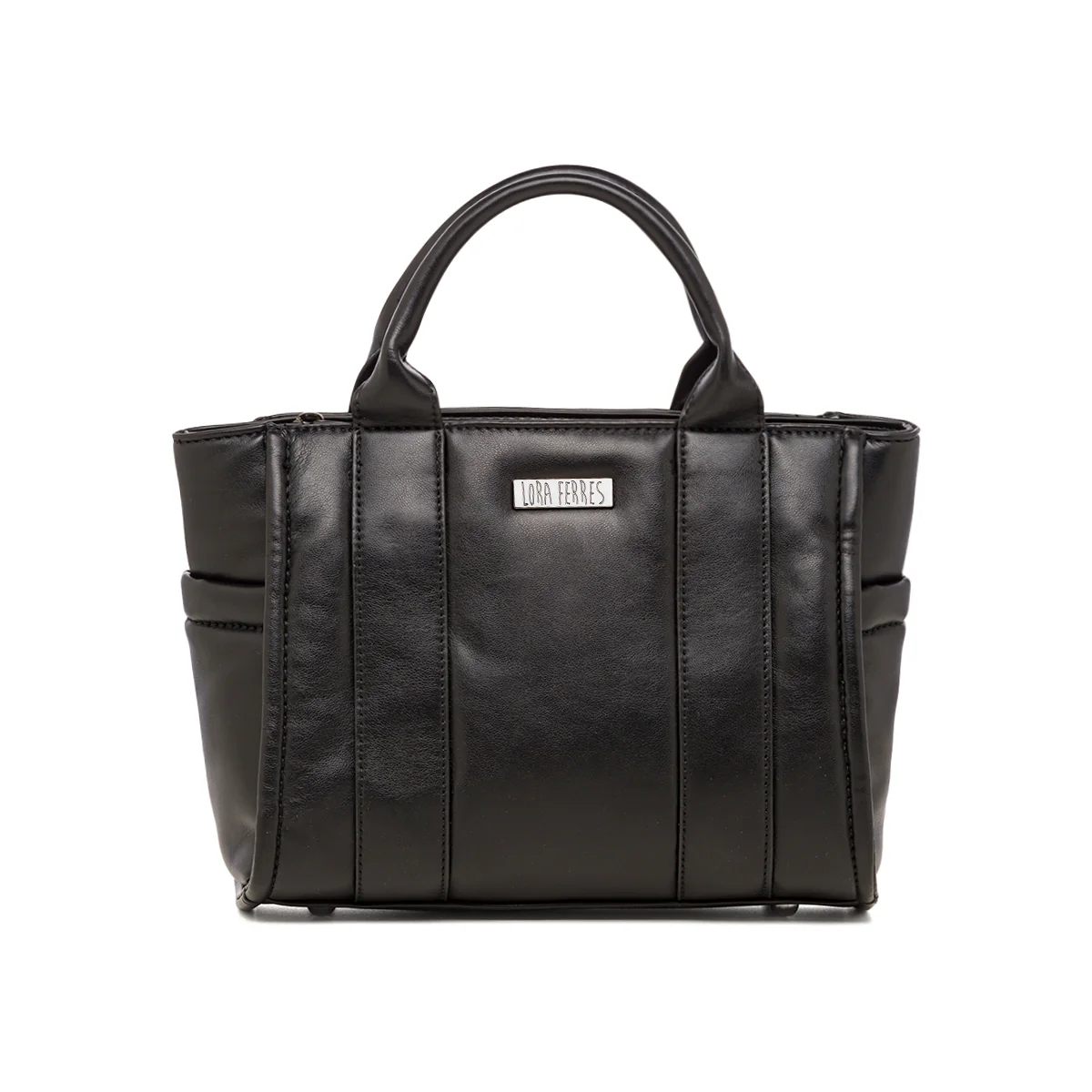 Borsa a mano nera da donna con logo Lora Ferres