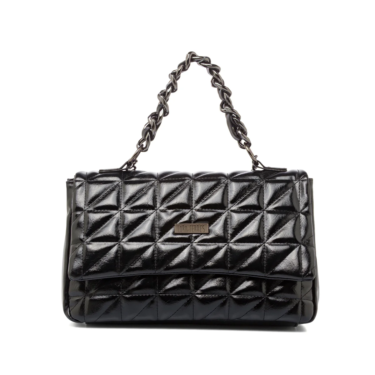 Borsa a mano nera da Donna con manici a catena Lora Ferres