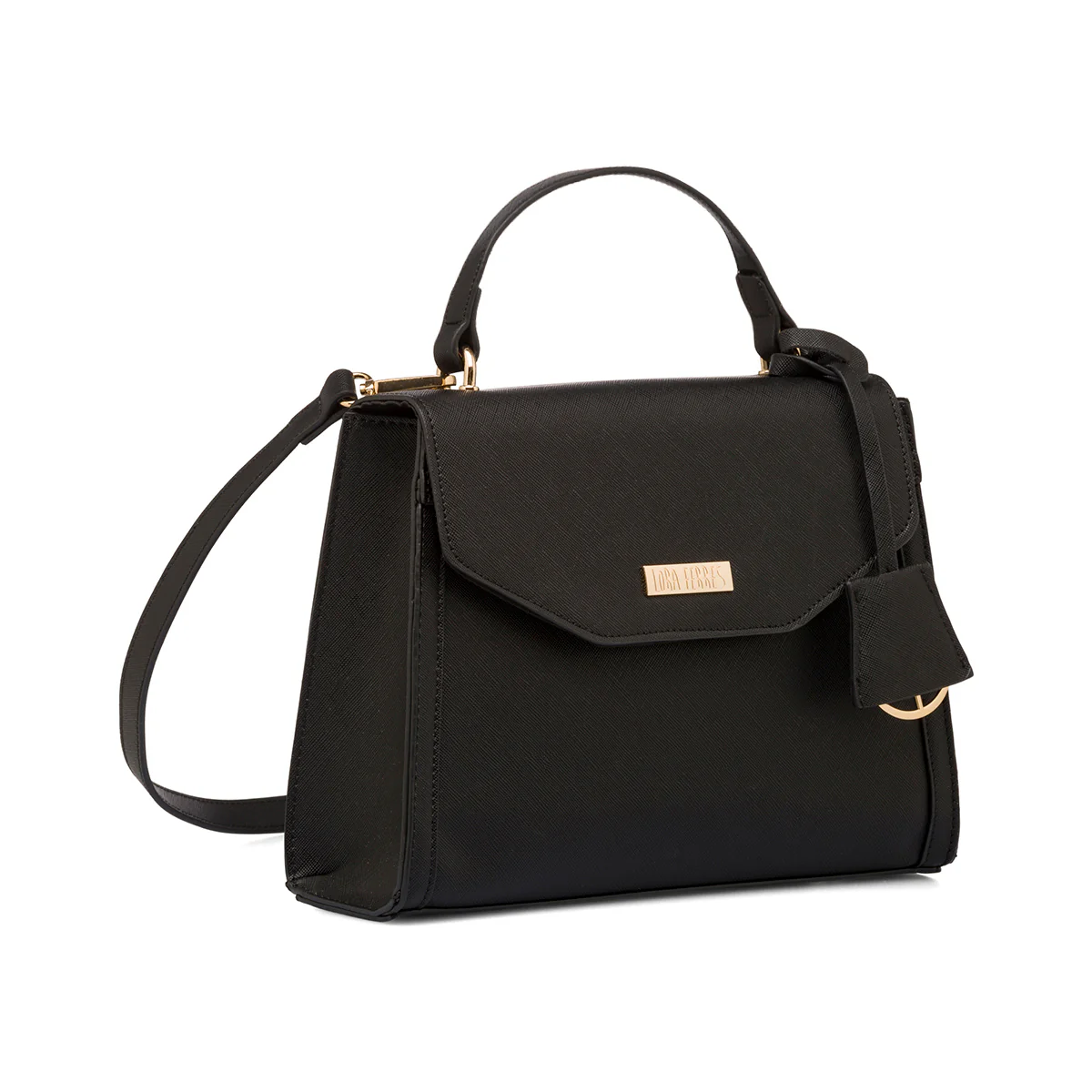 Borsa a mano nera da Donna con targhetta logo Lora Ferres