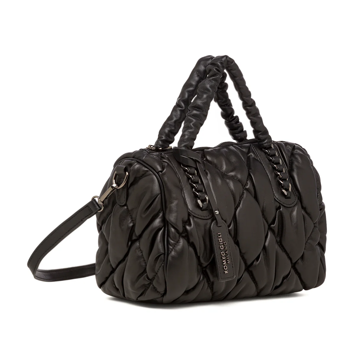 Borsa a mano nera da donna effetto trapuntato Romeo Gigli Milano - Image 2