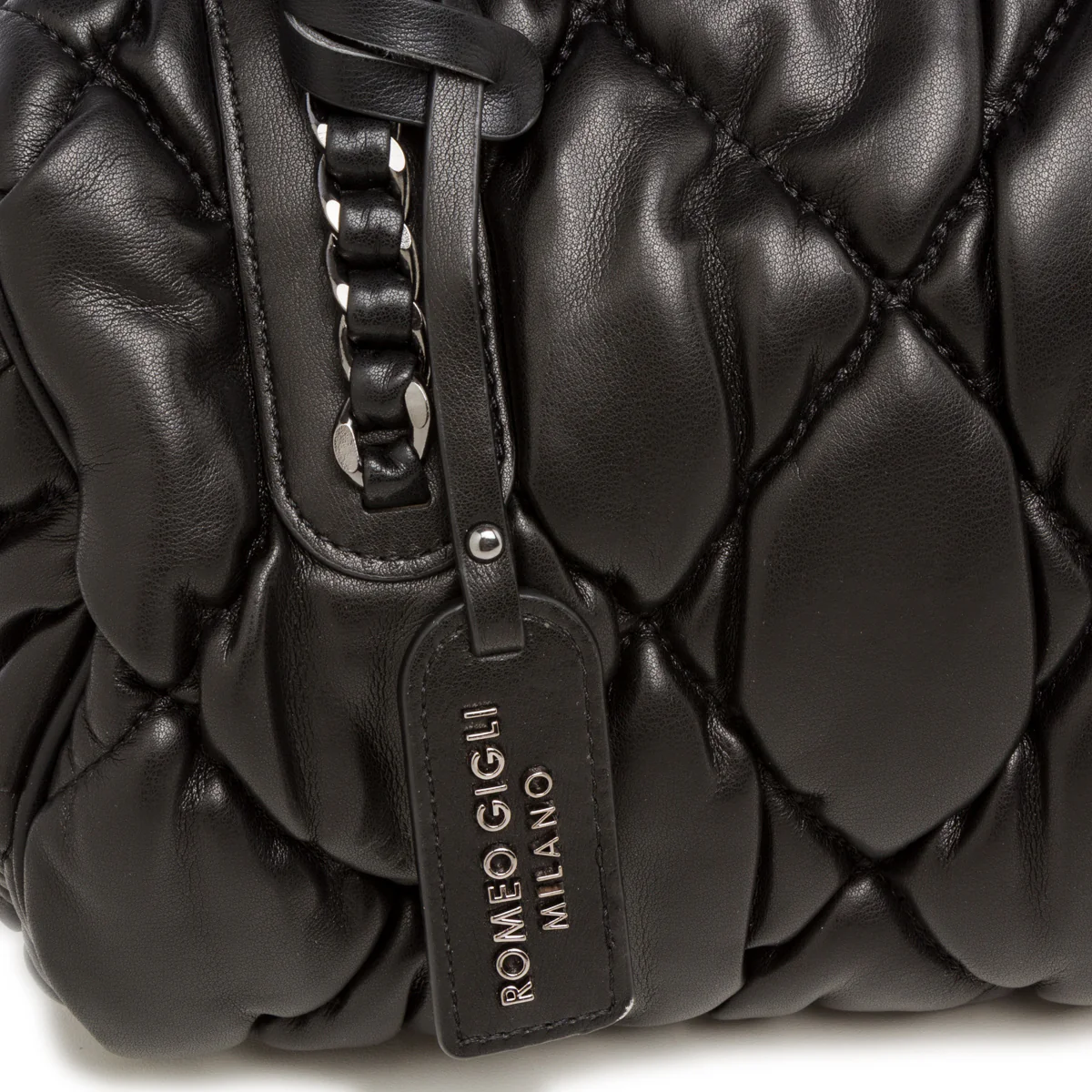 Borsa a mano nera da donna effetto trapuntato Romeo Gigli Milano - Image 3