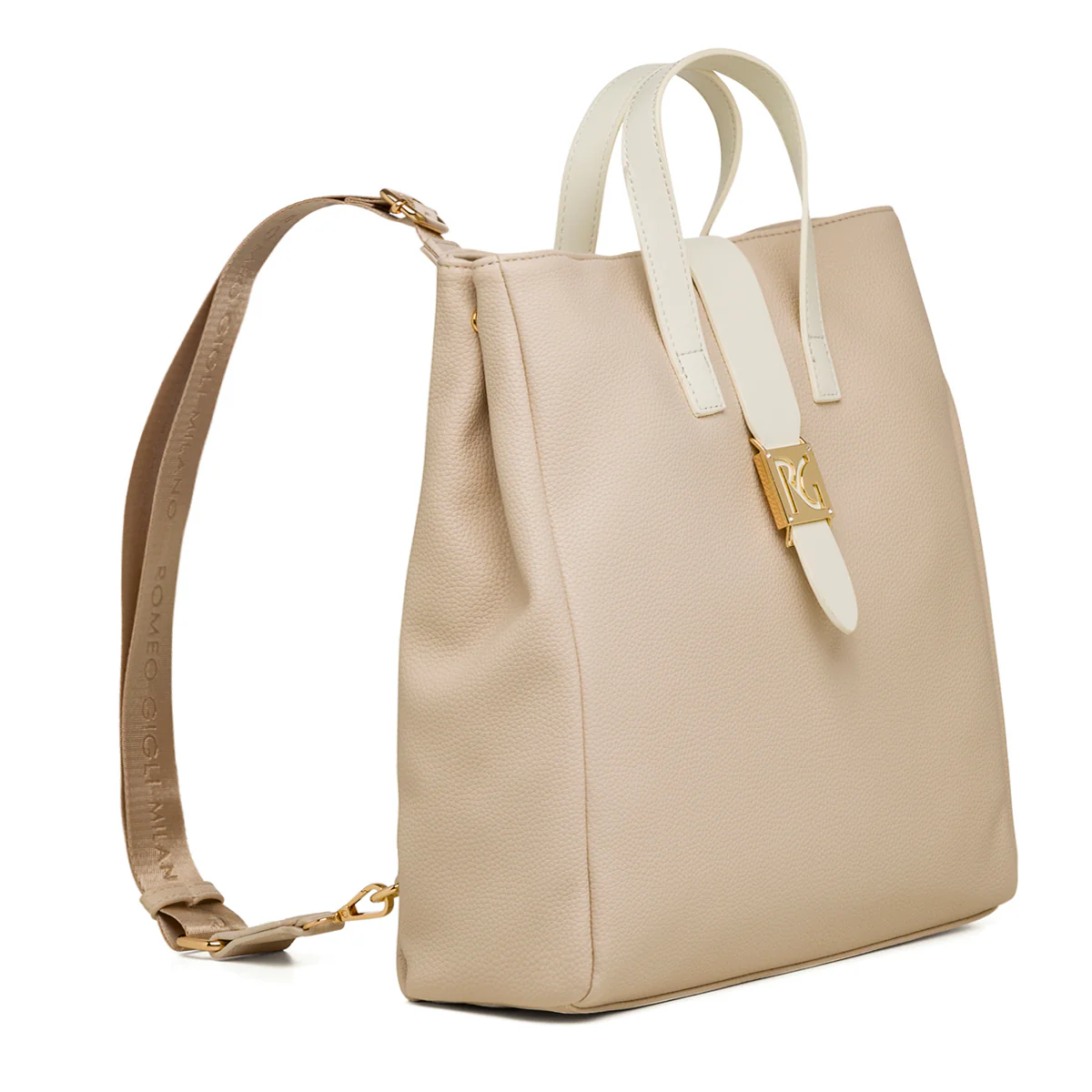 Borsa a mano nude e bianca con spallacci rimovibili da donna Romeo Gigli Milano Wanda - Image 2