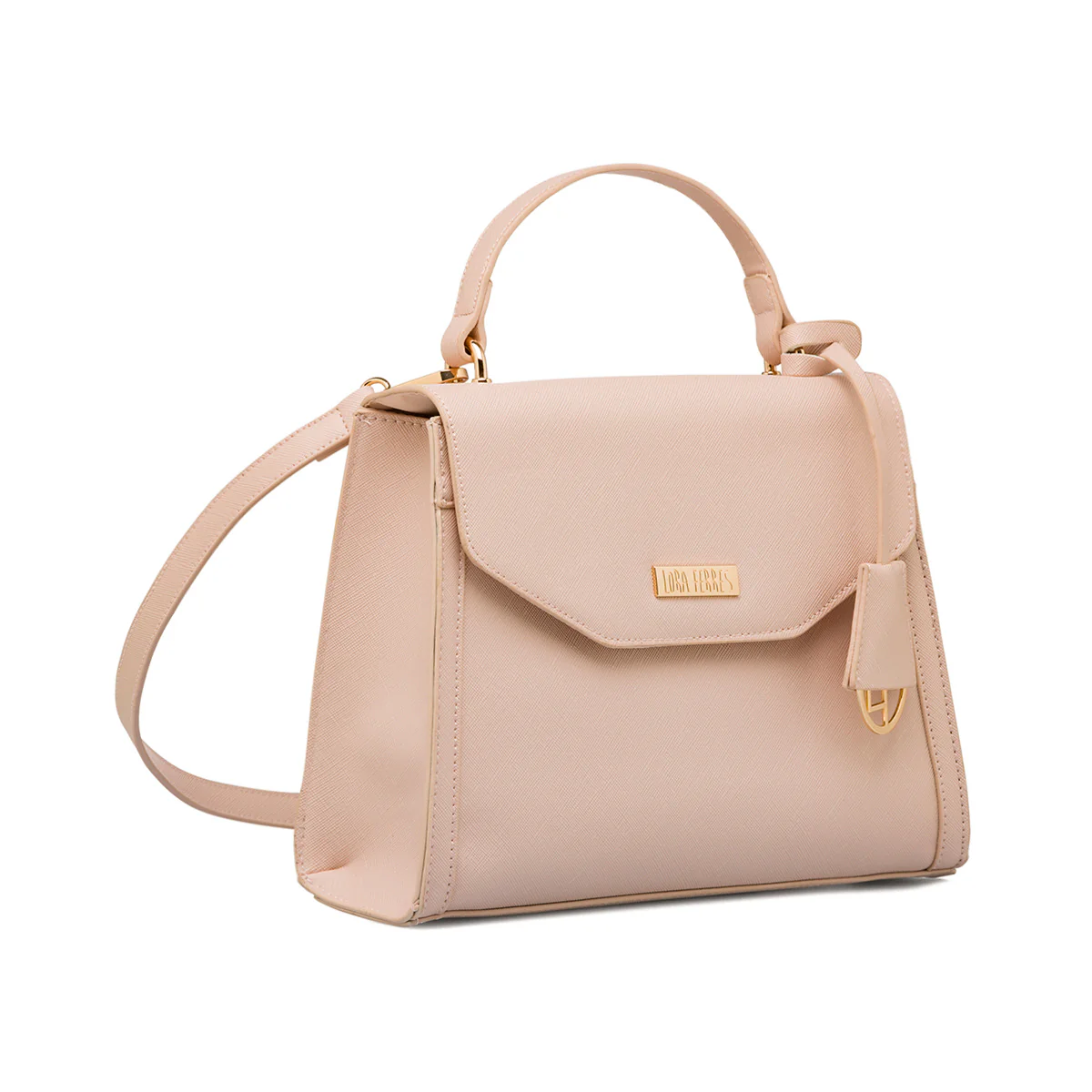 Borsa a mano rosa da Donna con targhetta logo Lora Ferres - Image 2