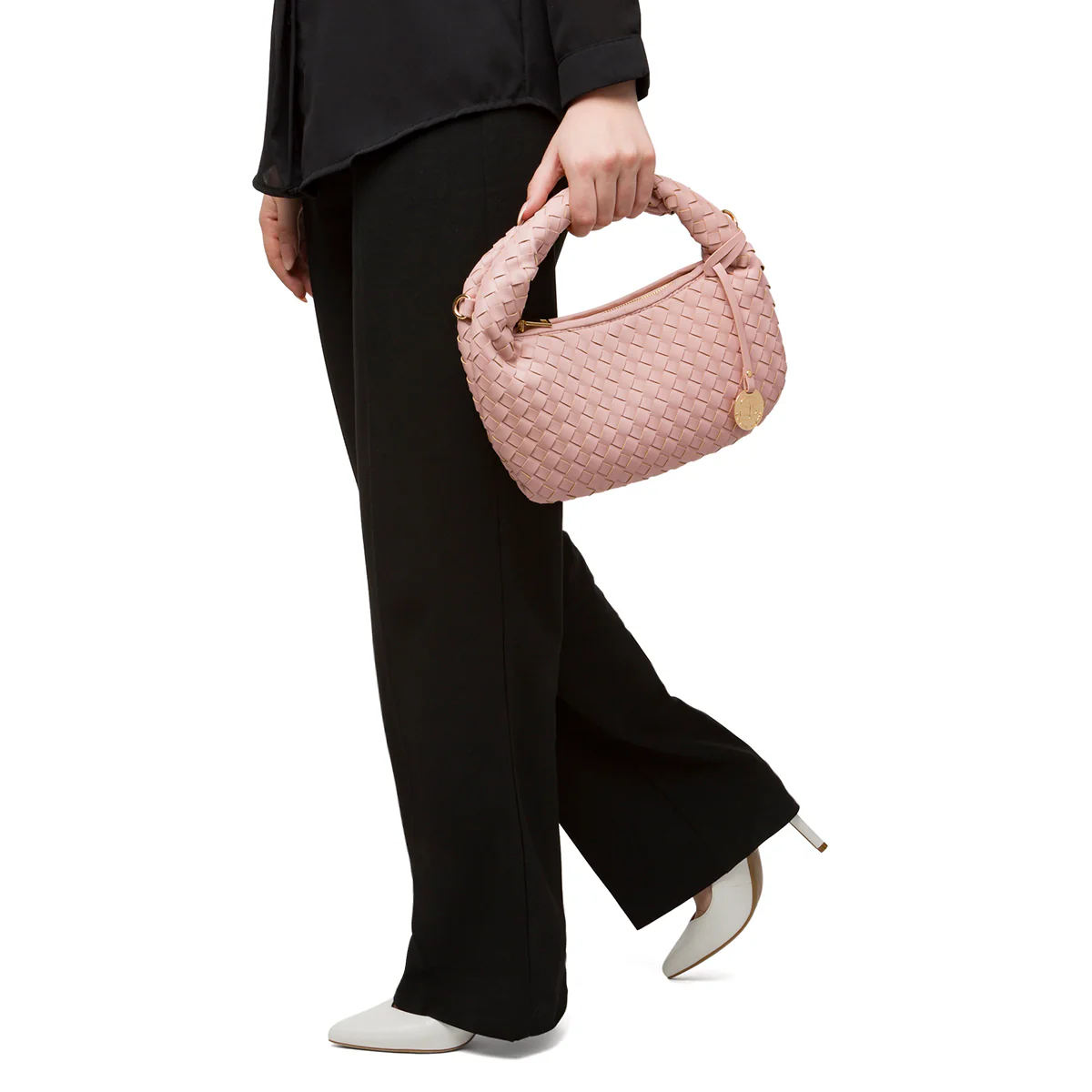 Borsa a mano rosa effetto intrecciato da donna Swish Jeans Cica - Image 3