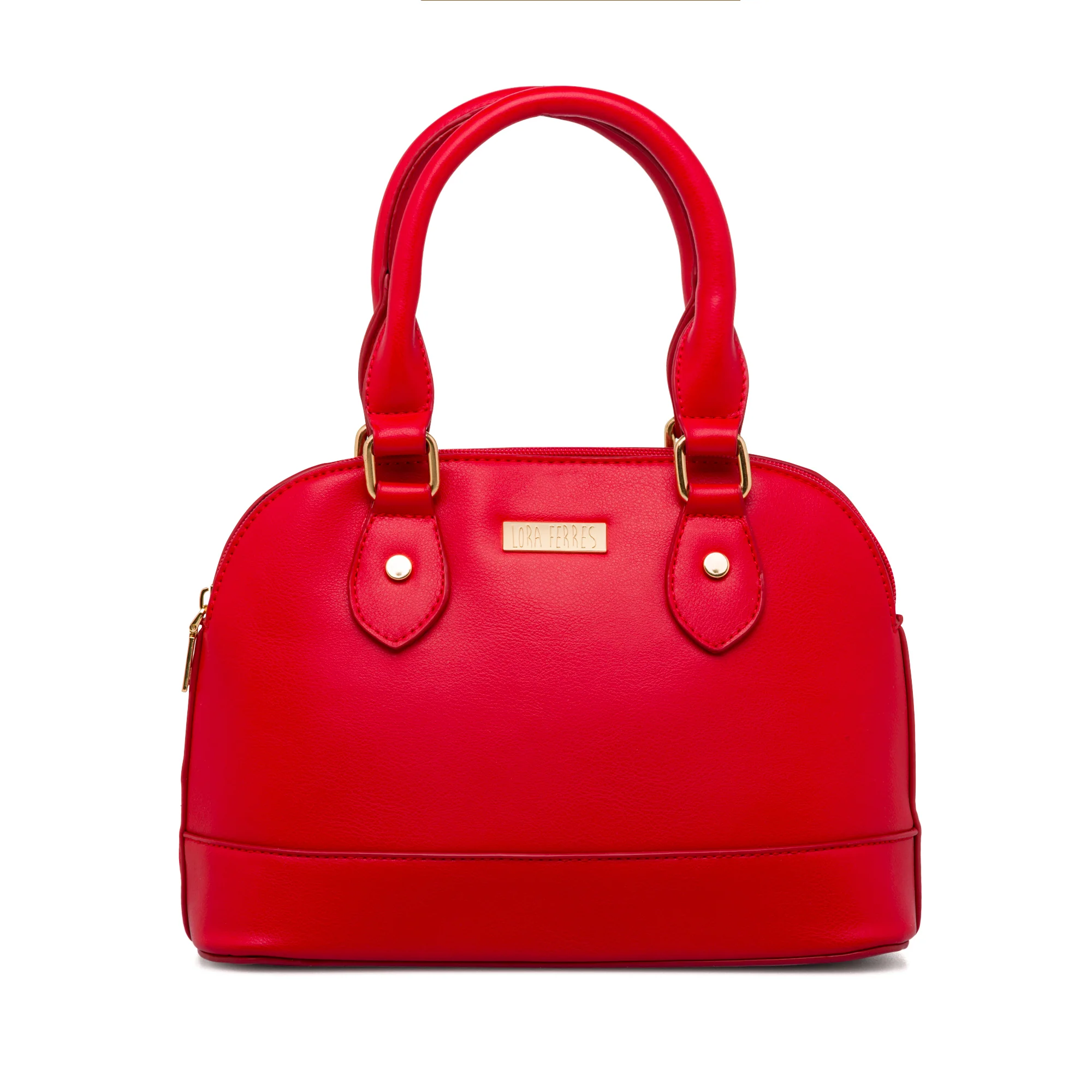 Borsa a mano rossa da Donna con inserti in metallo dorati Lora Ferres