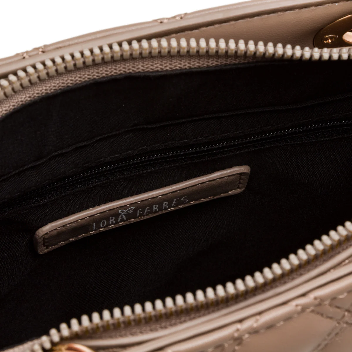 Borsa a mano taupe da donna effetto trapuntato Lora Ferres - Image 4