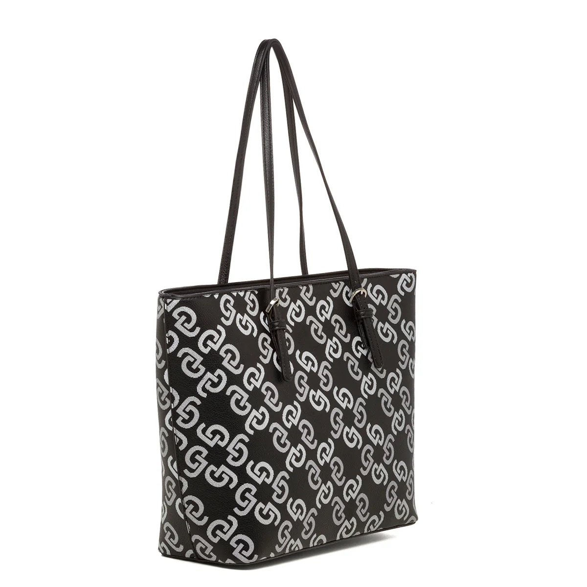 Borsa a sapalla nera e bianca con stampa monogramma Carrera Jeans - Image 6