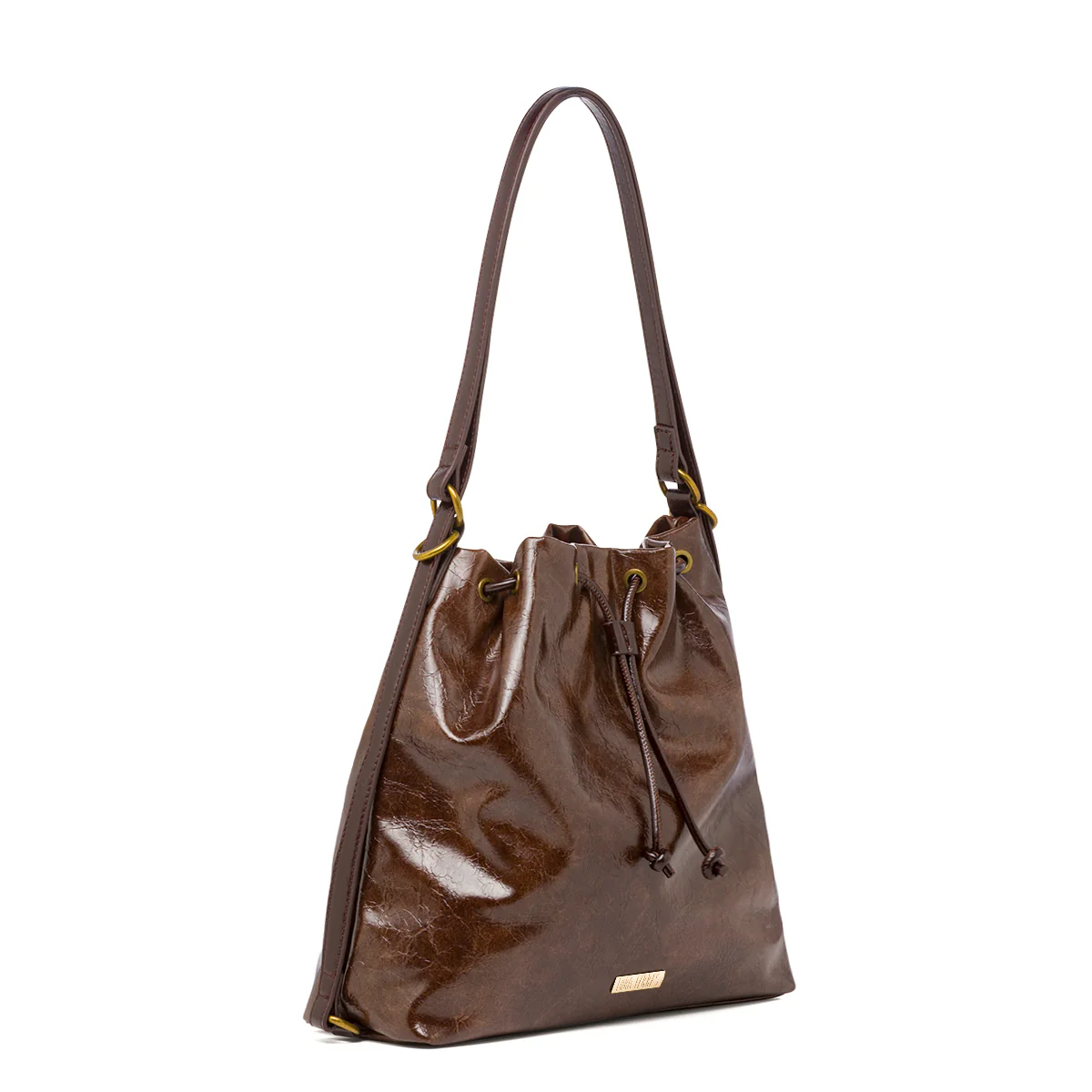 Borsa a secchiello marrone da Donna Lora Ferres - Image 5