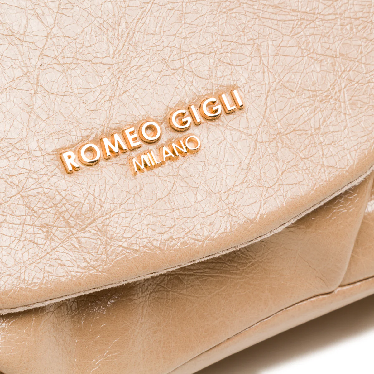 Borsa a spalla beige a donna con logo Romeo Gigli Milano - Image 3