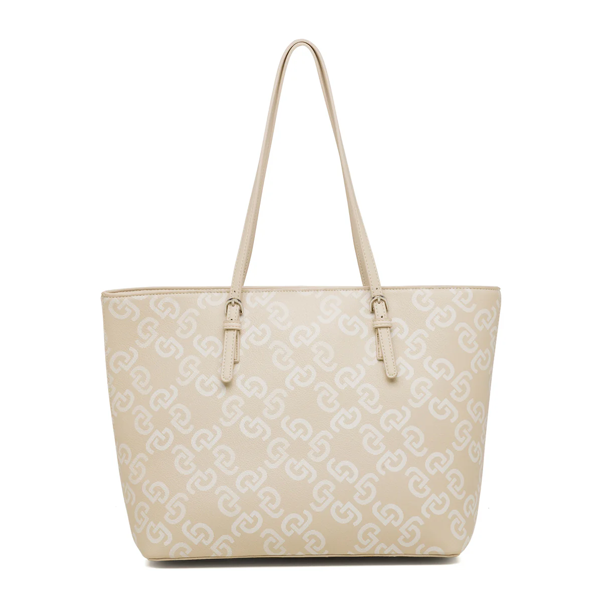 Borsa a spalla beige e bianca con stampa monogramma Carrera Jeans - Image 5