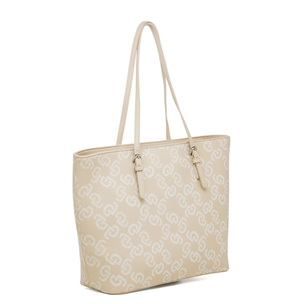 Borsa a spalla beige e bianca con stampa monogramma Carrera Jeans - Image 6