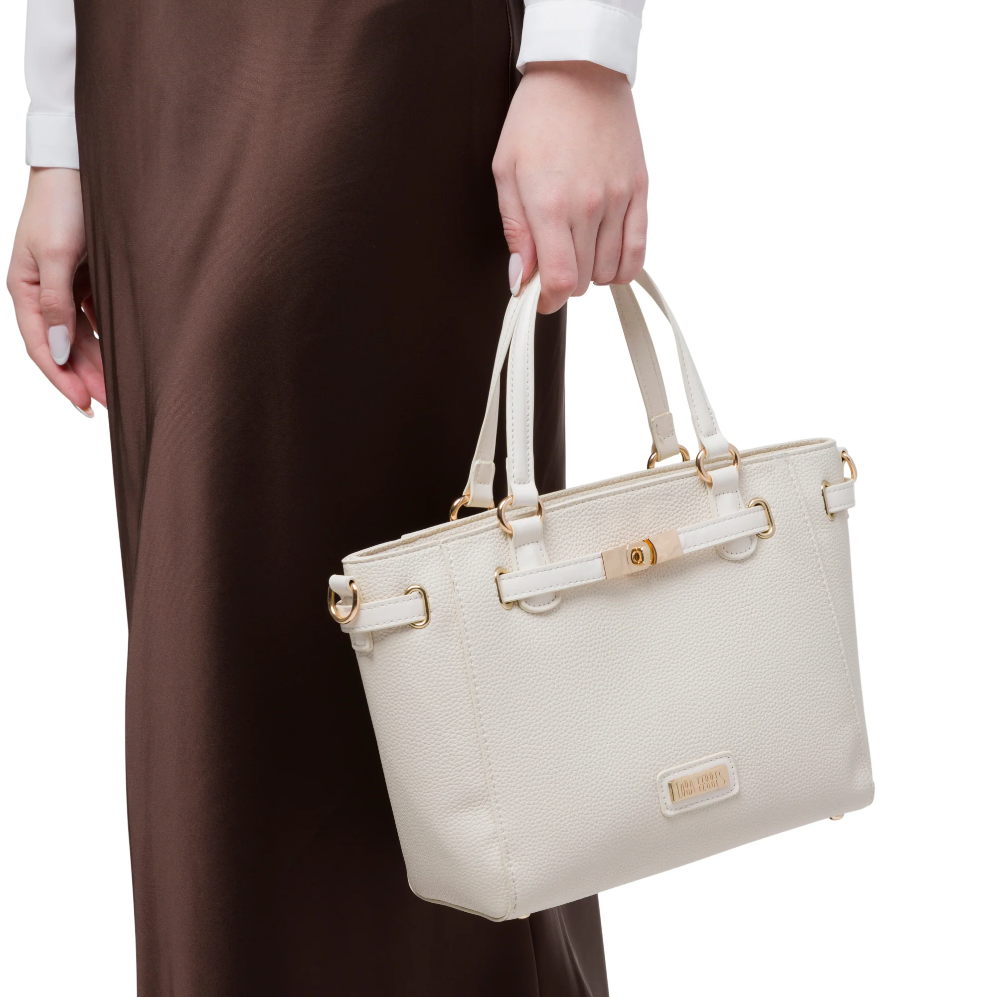 Borsa a spalla bianca da Donna con chiusura a incastro Lora Ferres