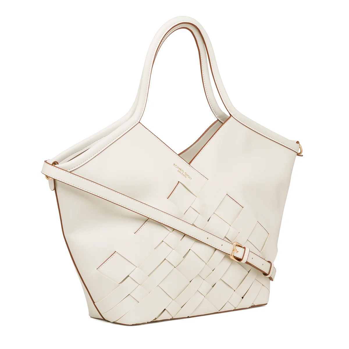Borsa a spalla bianca off-white da donna con intrecci Romeo Gigli Milano Debra - Image 3