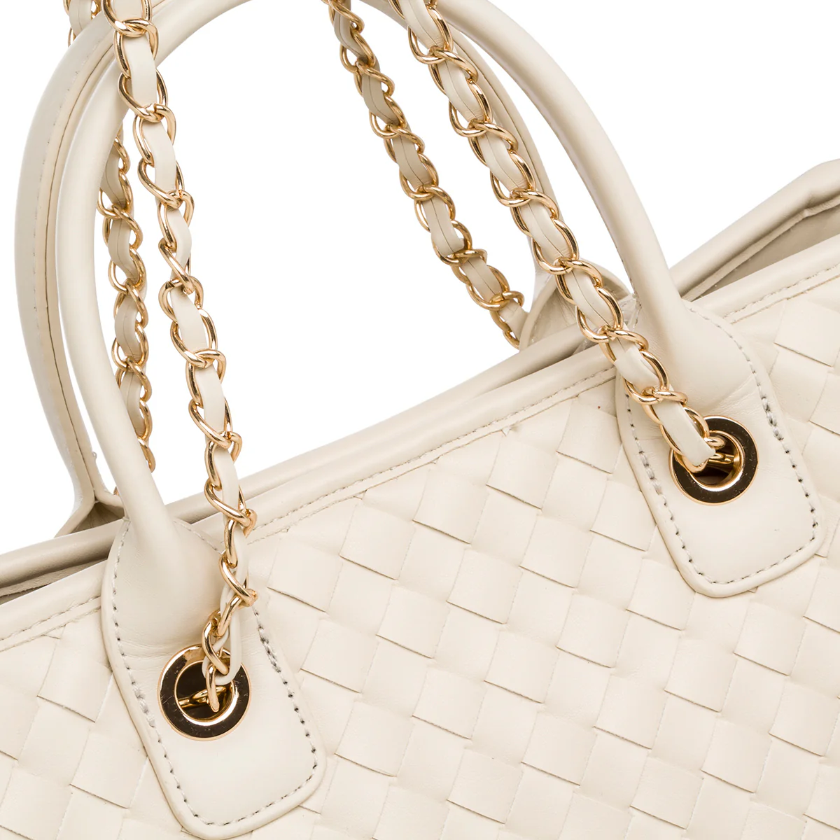 Borsa a spalla bianca off-white da donna effetto intrecciato Lora Ferres - Image 3