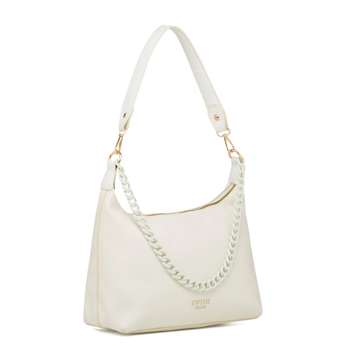 Borsa a spalla bianco off-white da Donna con catena Swish Jeans - Image 2