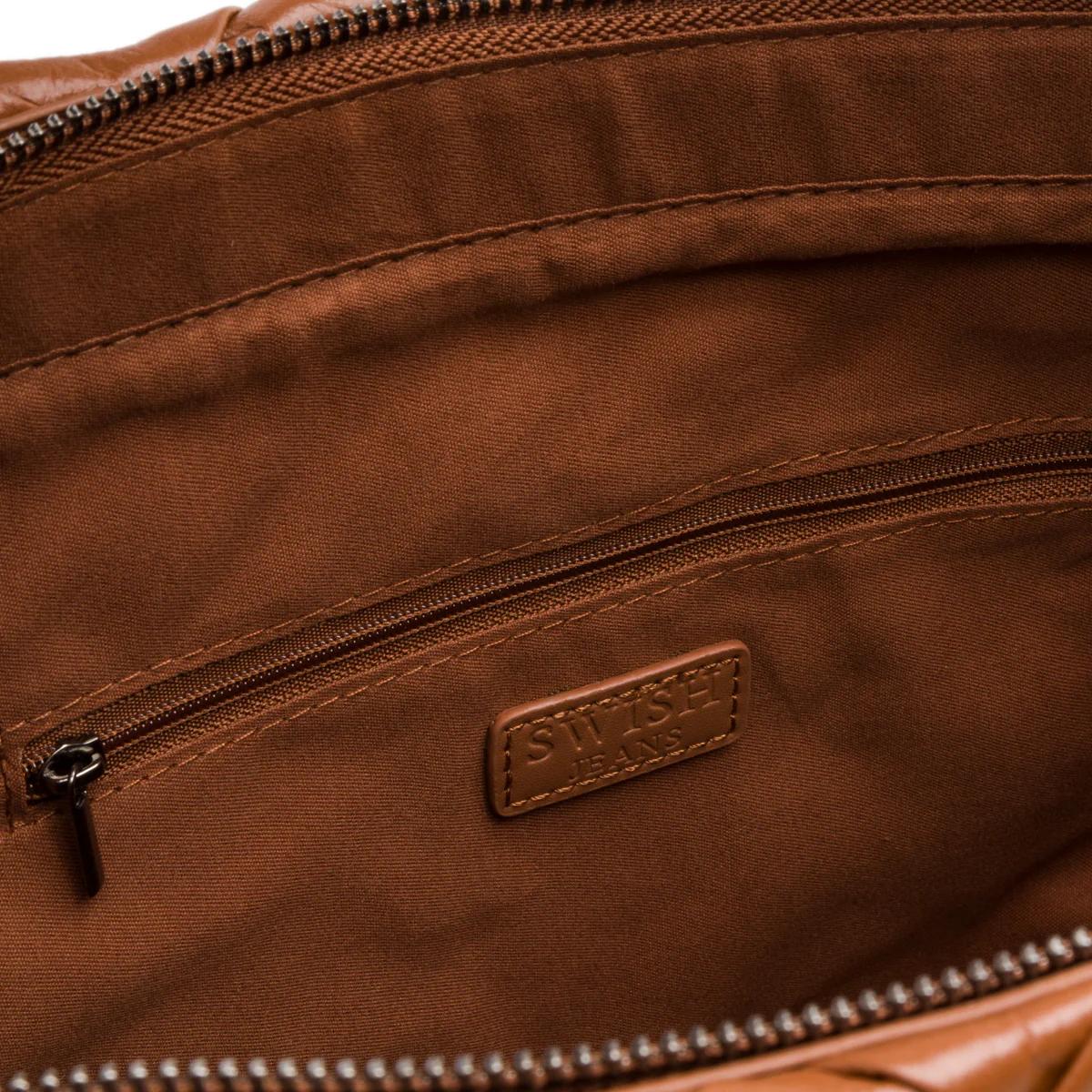 Borsa a spalla color cuoio effetto intrecciato Swish Jeans - Image 4