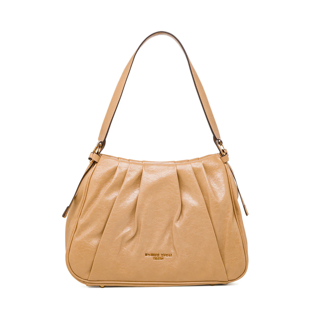 Borsa a spalla da donna beige con logo Romeo Gigli Milano - Image 2