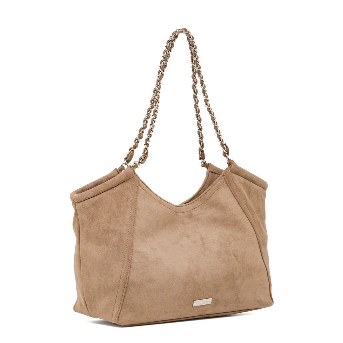 Borsa a Spalla da Donna Beige con Manico a Catena Lora Ferres - Image 2