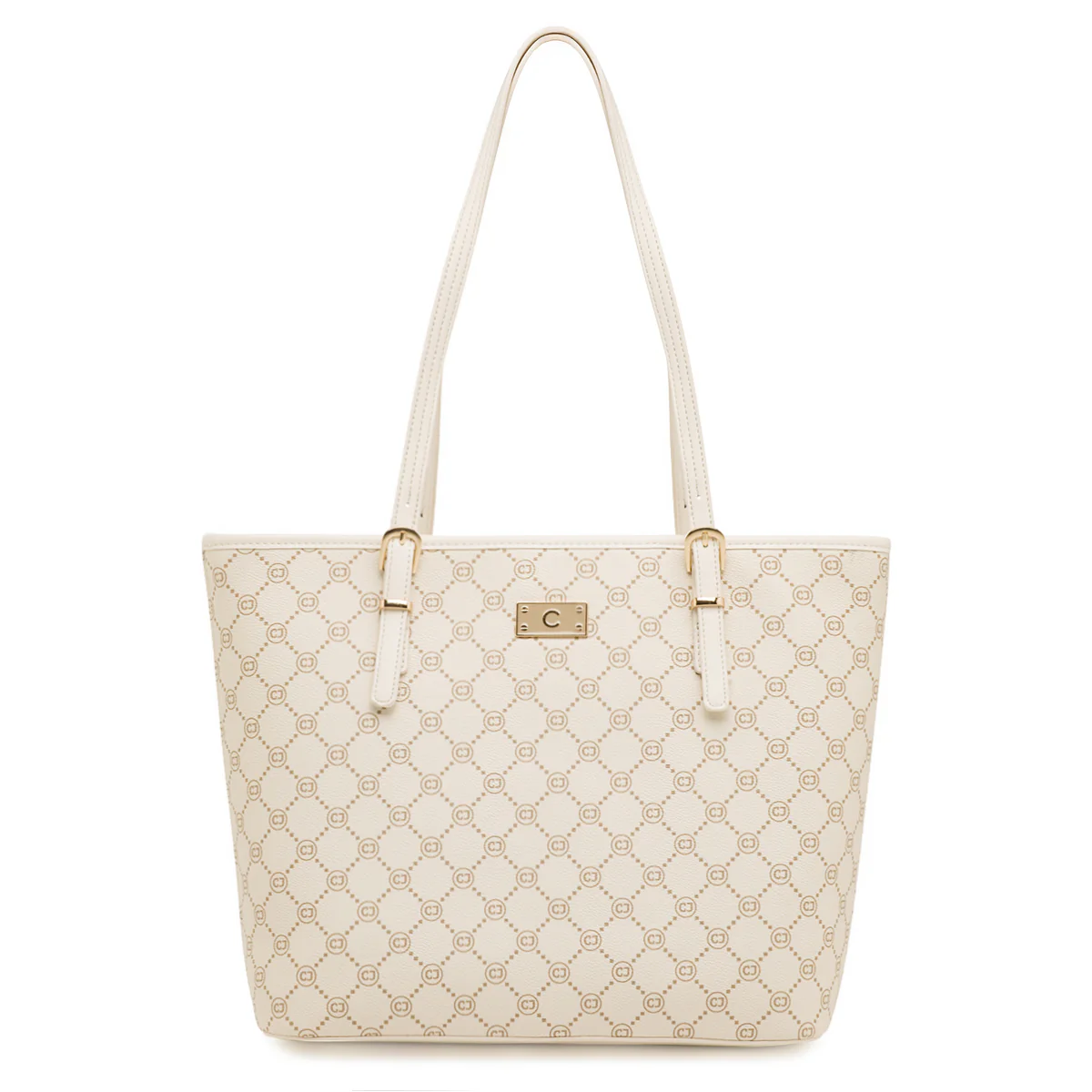 Borsa a spalla da Donna beige con stampa monogram Carrera Jeans