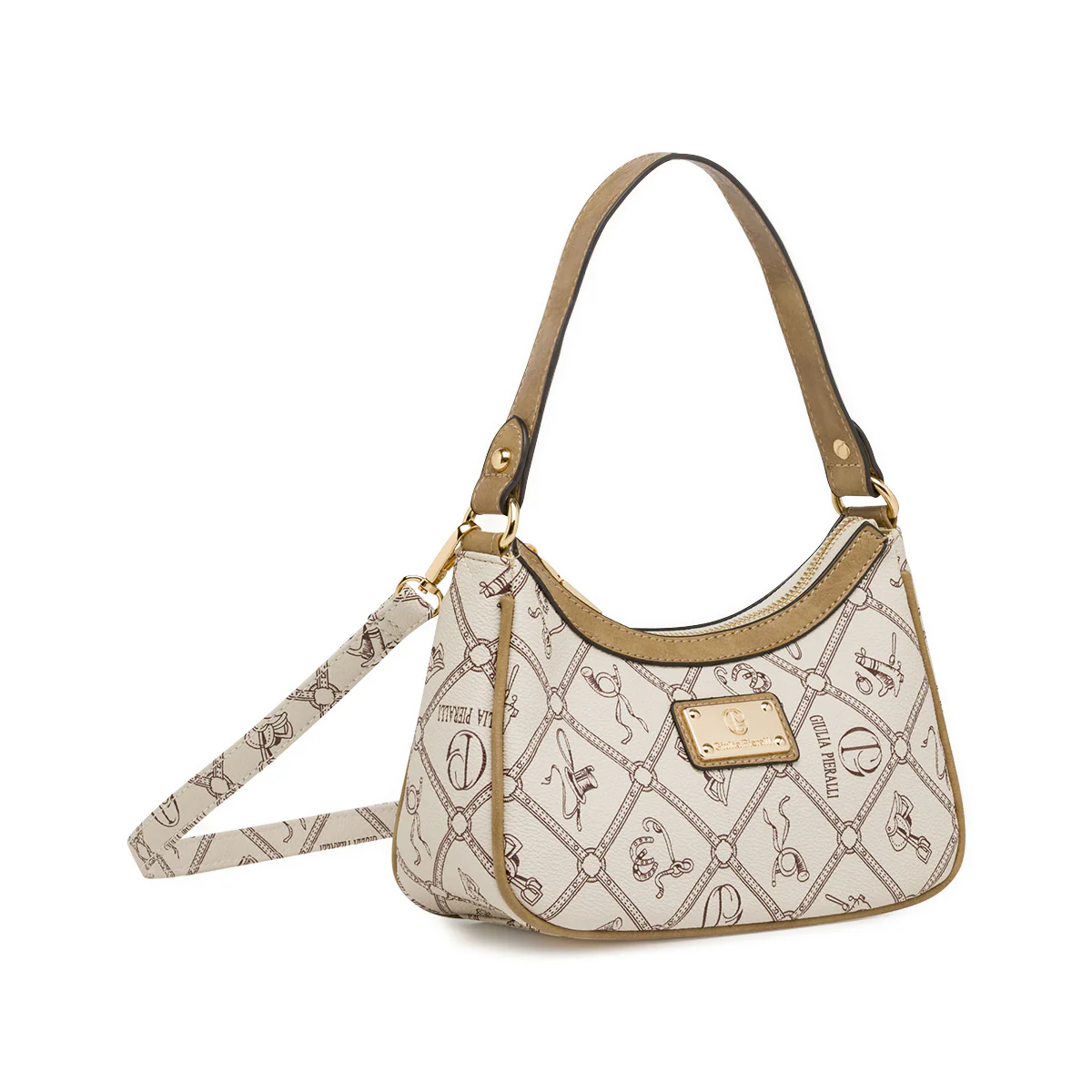 Borsa a spalla da Donna beige con stampa monogram Giulia Pieralli - Image 2