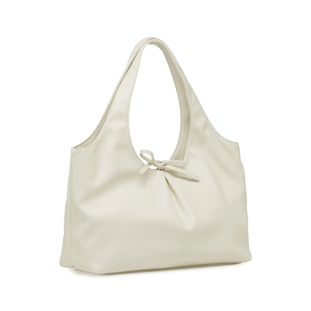 Borsa a spalla da donna bianca Lora Ferres morbida con fiocco - Image 4