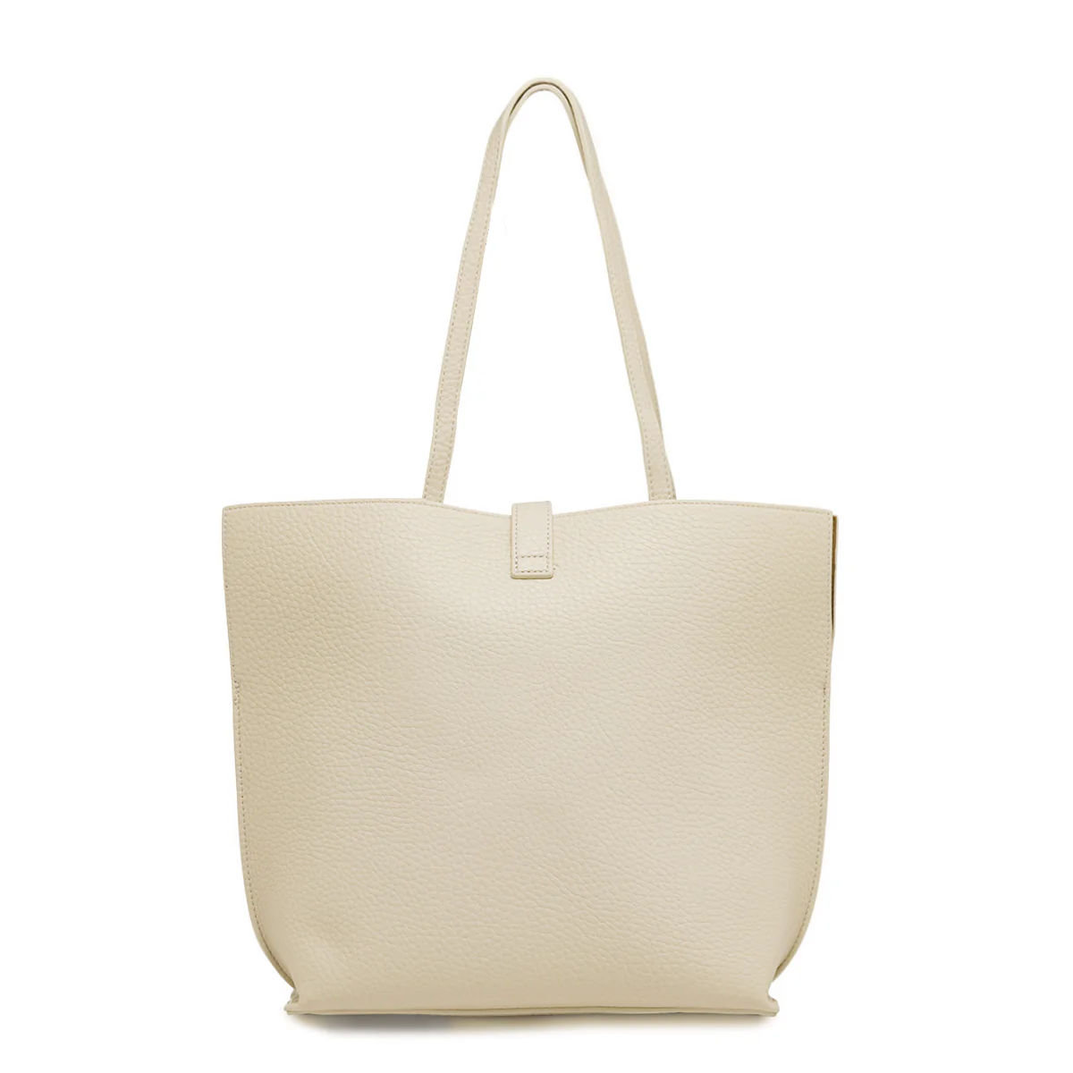Borsa a spalla da donna bianco off-white con bottone oro Lora Ferres - Image 3