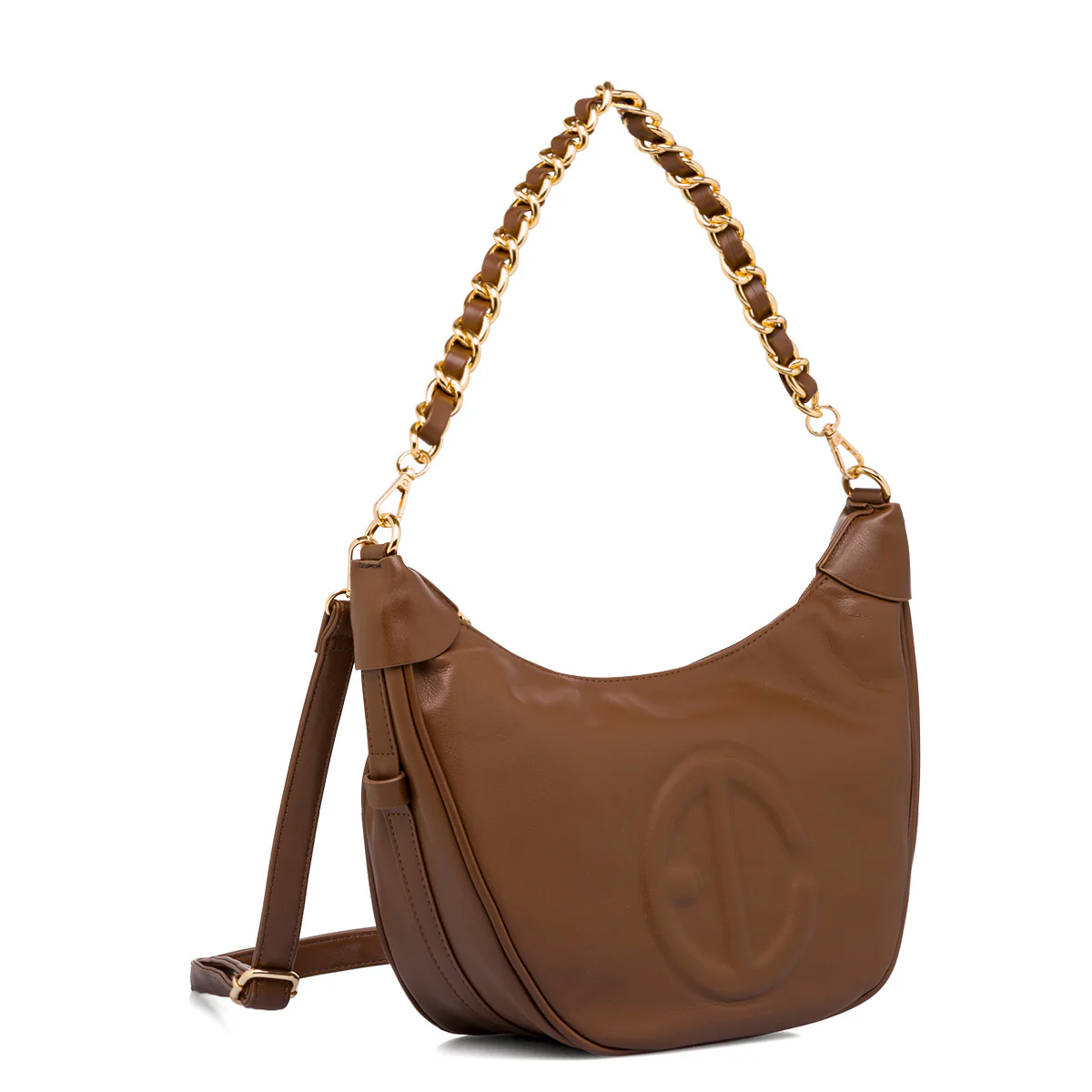 Borsa a spalla da donna marrone con logo Enrico Coveri - Image 3