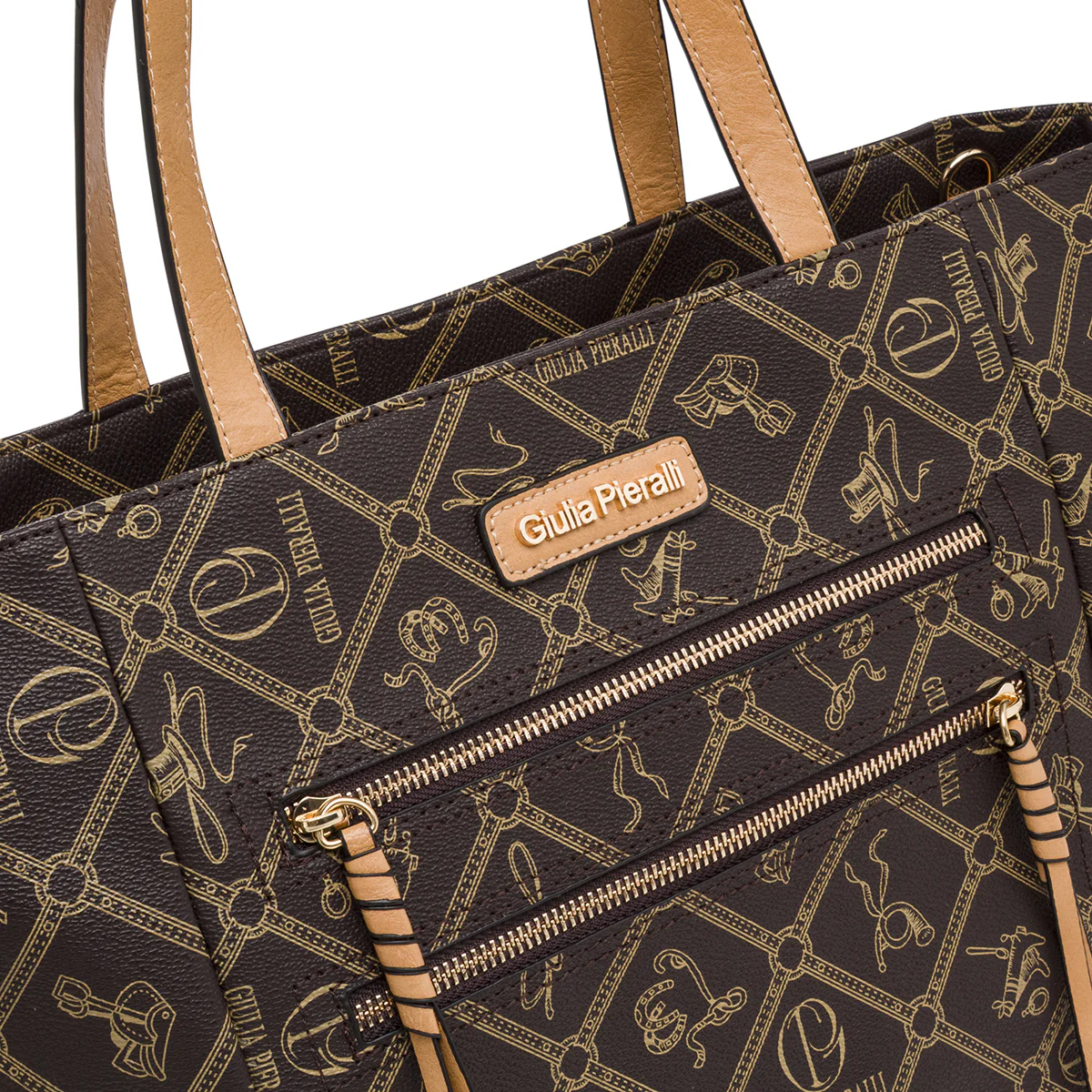 Borsa a spalla da Donna marrone con stampa logo Giulia Pieralli - Image 4