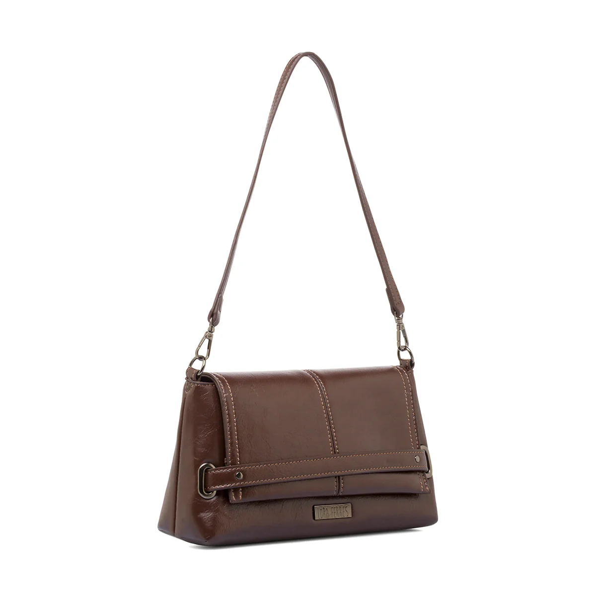 Borsa a Spalla da Donna Marrone Dettagli Metal Lora Ferres - Image 2