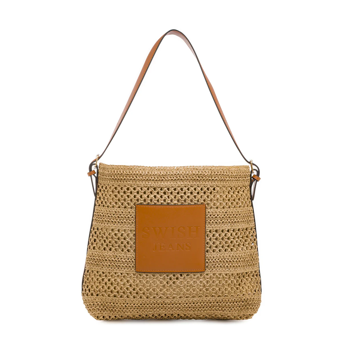 Borsa a spalla da Donna marrone effetto paglia con logo Swish Jeans - Image 2